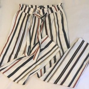 striped paperbag pants